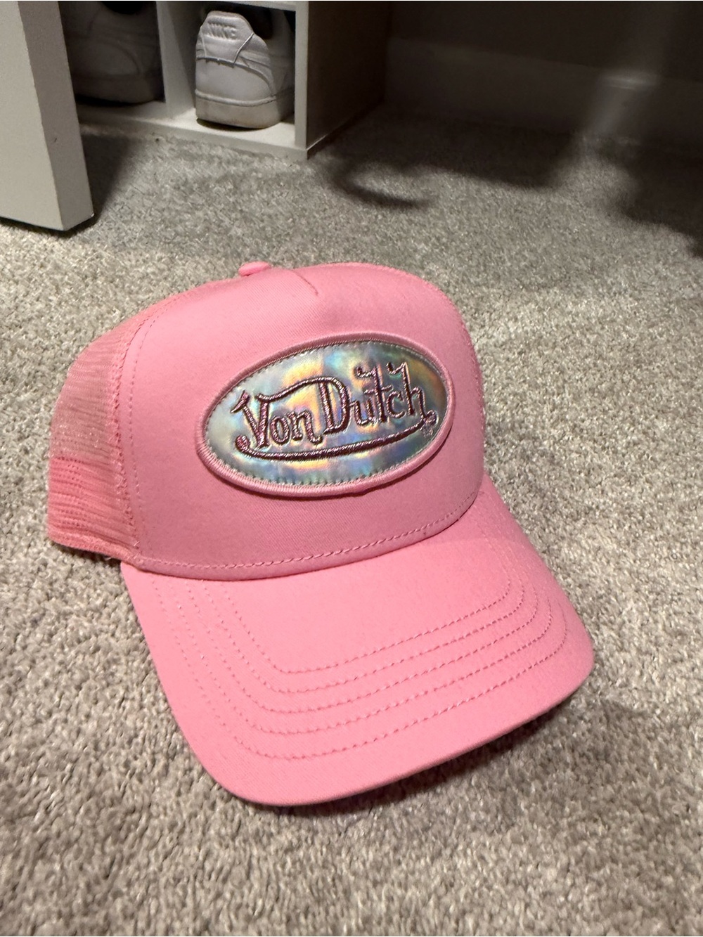 Von Dutch Pink Trucker Hat with Holographic Patch